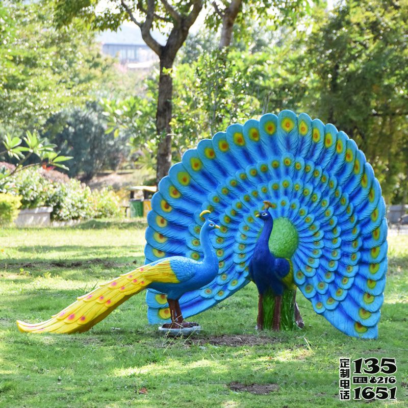 動物園玻璃鋼仿真玻璃鋼彩繪孔雀雕塑 動物園玻璃鋼仿真玻璃鋼彩繪孔雀雕塑