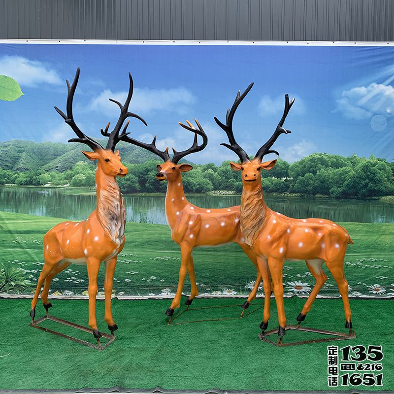 戶外景區創意玻璃鋼仿真動物梅花鹿雕塑 戶外景區創意玻璃鋼仿真動物梅花鹿雕塑