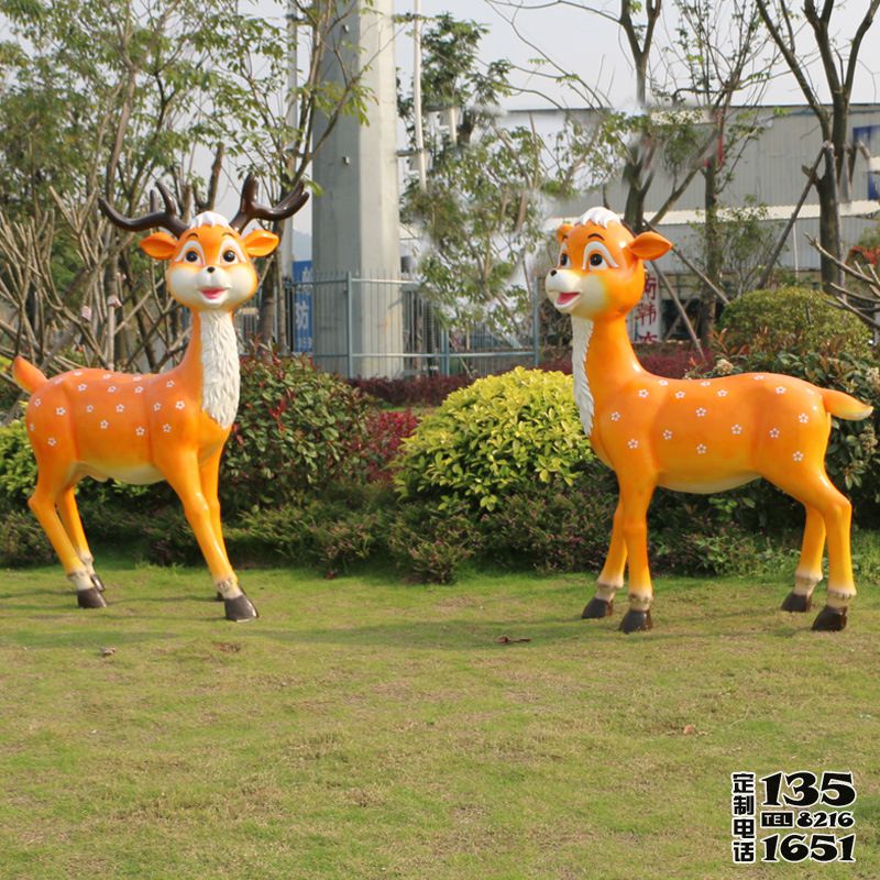 戶外園林景區(qū)玻璃鋼卡通梅花鹿雕塑 戶外園林景區(qū)玻璃鋼卡通梅花鹿雕塑