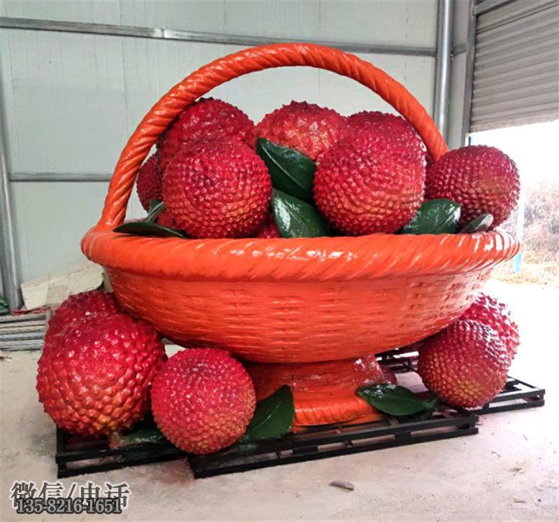 仿真玻璃鋼荔枝果籃雕塑 仿真玻璃鋼荔枝果籃雕塑